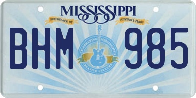 MS license plate BHM985