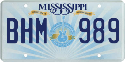 MS license plate BHM989
