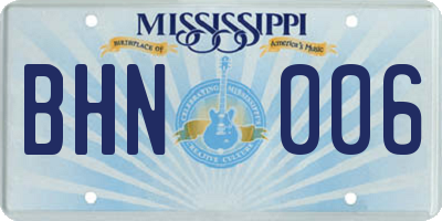 MS license plate BHN006