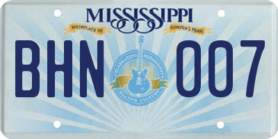 MS license plate BHN007