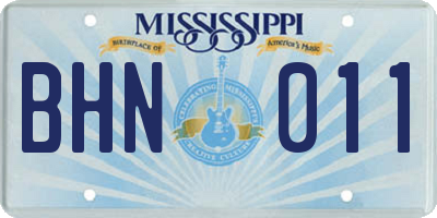 MS license plate BHN011
