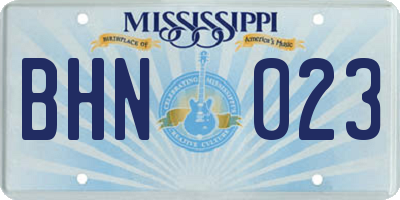 MS license plate BHN023