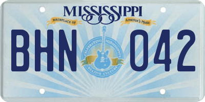MS license plate BHN042