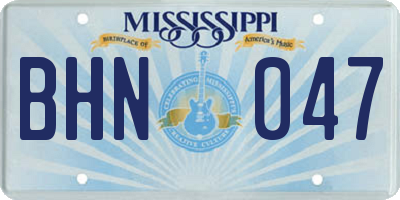 MS license plate BHN047