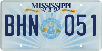 MS license plate BHN051
