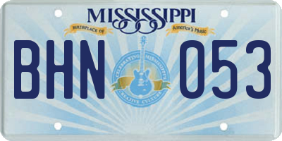 MS license plate BHN053