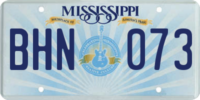 MS license plate BHN073