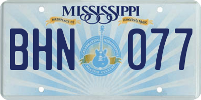 MS license plate BHN077