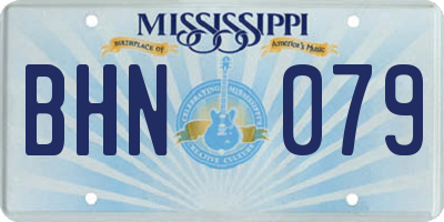 MS license plate BHN079