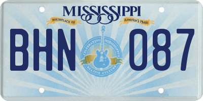 MS license plate BHN087