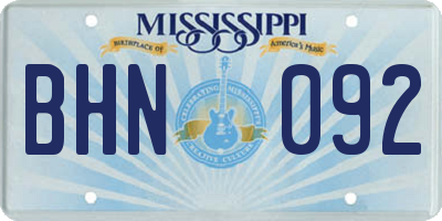 MS license plate BHN092