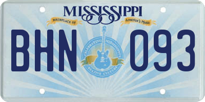 MS license plate BHN093