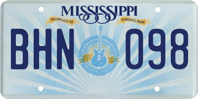 MS license plate BHN098
