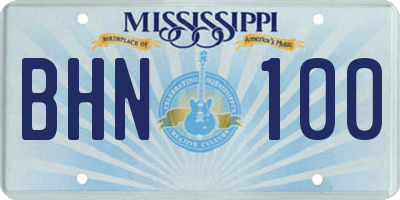 MS license plate BHN100