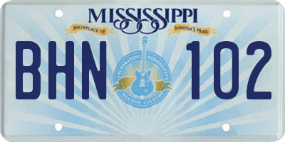 MS license plate BHN102