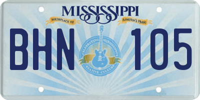 MS license plate BHN105