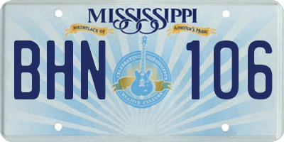 MS license plate BHN106