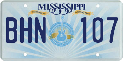 MS license plate BHN107
