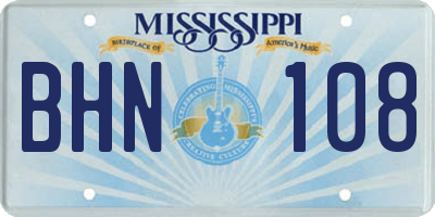 MS license plate BHN108