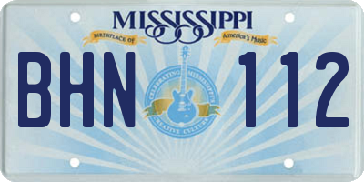 MS license plate BHN112