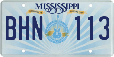 MS license plate BHN113
