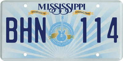 MS license plate BHN114