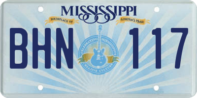 MS license plate BHN117