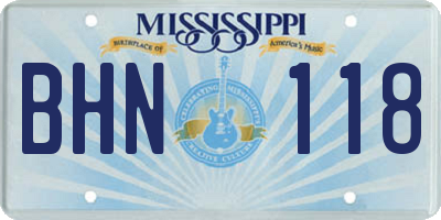 MS license plate BHN118