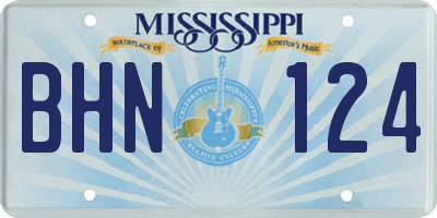 MS license plate BHN124