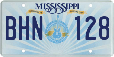 MS license plate BHN128