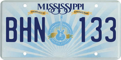 MS license plate BHN133