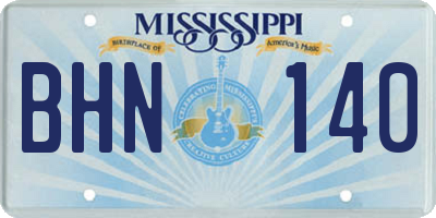 MS license plate BHN140