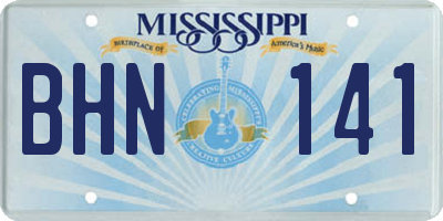 MS license plate BHN141