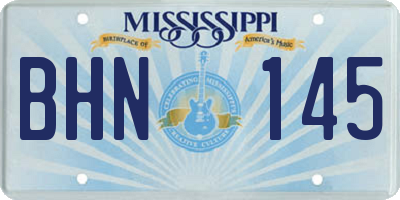 MS license plate BHN145