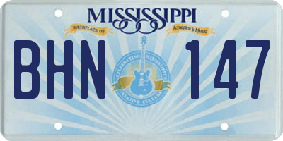 MS license plate BHN147