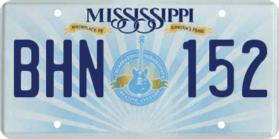 MS license plate BHN152