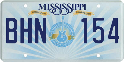 MS license plate BHN154