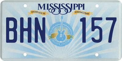 MS license plate BHN157
