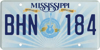 MS license plate BHN184