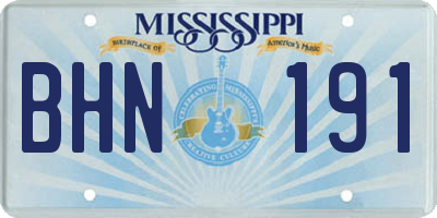 MS license plate BHN191