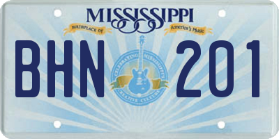 MS license plate BHN201