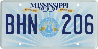 MS license plate BHN206