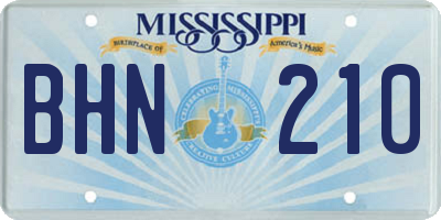 MS license plate BHN210
