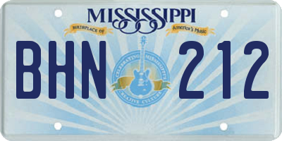 MS license plate BHN212