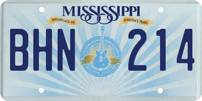 MS license plate BHN214