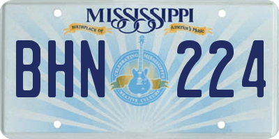 MS license plate BHN224
