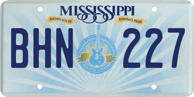 MS license plate BHN227