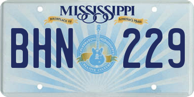 MS license plate BHN229