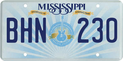 MS license plate BHN230