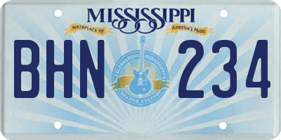 MS license plate BHN234